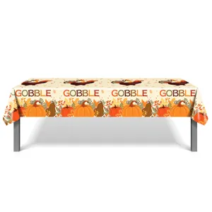 Thanksgiving pumpkin autumn tablecloth 130x220cm PE disposable table cover for party decor.