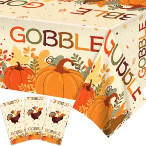 Thanksgiving Pumpkin Autumn Tablecloth Disposable PE Plastic Table Cover Fall Party Dining Table Decoration Supplies