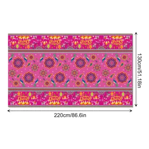 Diwali Tischdecke 130x220cm Deepavali Party Tischabdeckung rosa festliche Plastik Deko