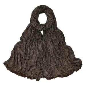 Women fashion brown crinkled long scarf lightweight bubble shawl versatile daily hijab wrap.