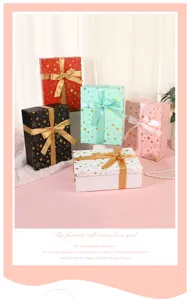 Colorful star pattern gift boxes with ribbons for birthday, party, holiday wrapping and presents.