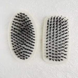 Professional Men Boar Bristle Beard Brush Rubber Cushion Hair Comb Oval Square Shape Styling Tool For Mustache Daily Care