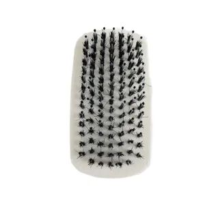 Men's oval beard brush with soft black bristles for daily grooming, styling and slicked hair.