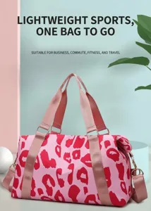 Sac de voyage rose imperméable fitness sport bandoulière grande capacité sac week-end loisir.