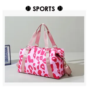 Sac de voyage fourre-tout imprimé léopard rose pour femmes, grand sac de sport étanche.
