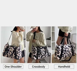 Sac de voyage imperméable en tissu oxford pour femme, sac de sport épaule motif léopard.
