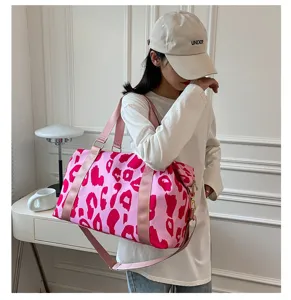 Sac de voyage fourre-tout rose imprime abstrait grande capacite impermeable oxford sac