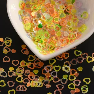 Hollow heart glitter sequins for epoxy resin filling and DIY crafts jewelry making detail view