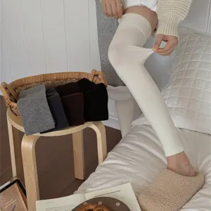 Dames Winter Verdikte Katoenen Beenwarmers Over Knie Sokken Effen Kleur Gebreide Kniebeschermers Thermische Lange Sokken Zonder Voet