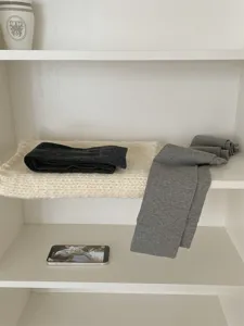 Vrouwen dikke gebreide over knie beenwarmers winter warme katoenen laars sokken grijs paar