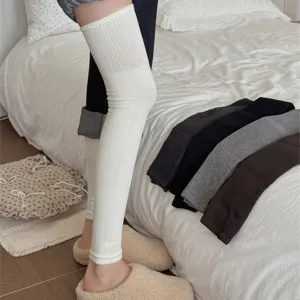 Dames Verdikte Katoen Overknie Beenwarmers Geribbeld Gebreid Compressie Voetloze Sokken Voor Herfst Winter Warmte
