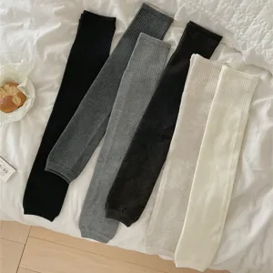 Cozy wool knit over-knee leg warmers thick long winter thermal boot socks for women.