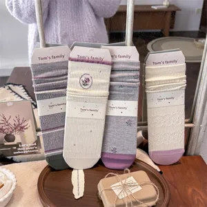 Dames winter verdikte warme bloemen sokken, gezellige casual slouch sokken voor dagelijks gebruik.