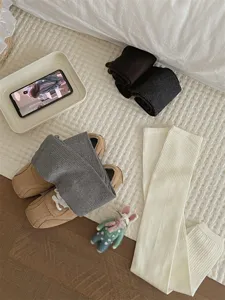 Vrouwen katoen over de knie sokken winter dik warm beenwarmers gebreid lange sokken