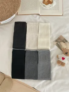Thickened autumn winter warm wool knee high socks cozy knit leg warmers multi color set