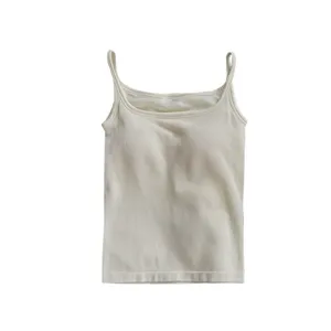 Ribbed thermal camisole for women with built-in chest pads and square neck design.
