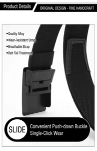 Herren Automatik Schnalle elastischer Gürtel lässiger Stretch gewebter Gürtel schwarz