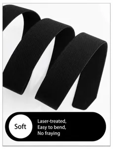 Vue détaillée de la sangle élastique noire, sangle tactique durable pour hommes.