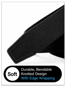 Men's casual nylon belt detail showing flexible woven texture and durable wrapped tail design.