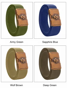 Ceinture tissée élastique tactique avec boucle dorée antique, accessoire d'extérieur pour homme.