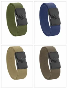 Ceinture tissée élastique tactique pour homme avec boucle en métal en plusieurs couleurs.