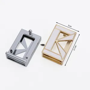 Metal belt buckle replacement hardware set featuring silver and gold finishes, rectangular.