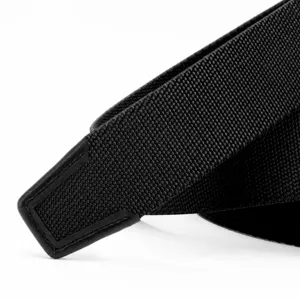 Men's black woven canvas belt with leather wrapped tail casual work trousers belt main view