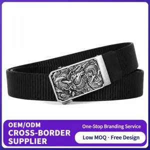 Men Tactical Nylon Woven Belt Casual Outdoor Military Training Waistband With Alloy Dragon Embossed Automatic Buckle