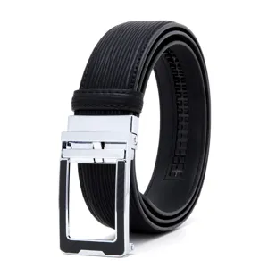 Men's automatic leather belt for men business casual dress stylish black waist belt.