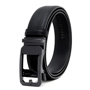 Ceinture homme automatique en cuir noir ceinture habillée décontractée pour pantalon