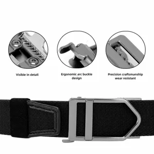 Men's elastic tactical belt with metal automatic buckle and durable woven strap.