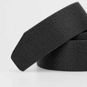 Schwarzer taktischer gewobener elastischer Gürtel für Herren, Freizeiband mit Laserschnitt.