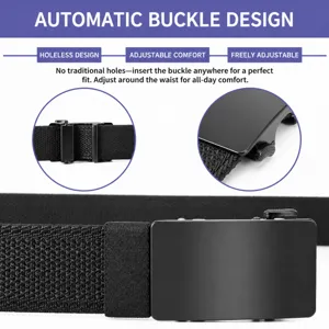 Men's tactical nylon canvas belt with automatic metal buckle, adjustable non-porous design.