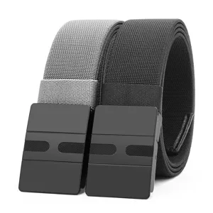 Herren Taktischer Stretch Gurt geflochtenes Gürtel Set mit Metall Schnalle Grau und Schwarz.