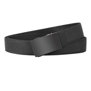Black nylon canvas belt for men with minimalist flat automatic buckle product main view