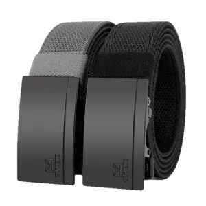 Herren Nylon geflochtener elastischer Gürtel mit Metall Schnalle Outdoor Freizeit Stil