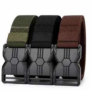 Men's tactical nylon belt with durable alloy quick-release buckle, outdoor casual style.