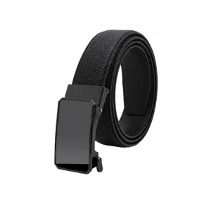 Men's Genuine Leather Automatic Buckle Belt Business Casual Stylish Alloy Buckle Waistband For Trousers Daily Wear