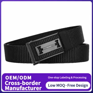 Men Tactical Belt Nylon Canvas Outdoor Casual Automatic Buckle Belt Solid Color Durable Heavy Duty Waistband