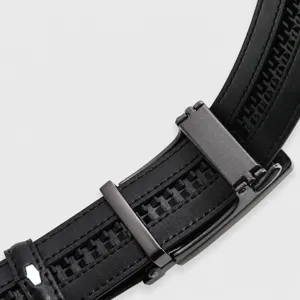 Men's automatic buckle leather belt fashion commuting casual business wear black cowhide strap