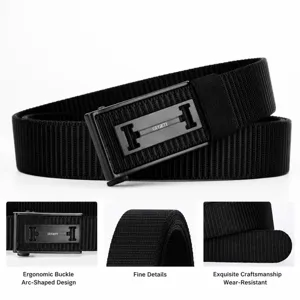 Men nylon canvas belt tactical casual military belt with automatic alloy buckle black new