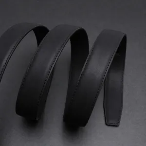Men's genuine leather belt strap replacement, stylish business casual solid cowhide belt.