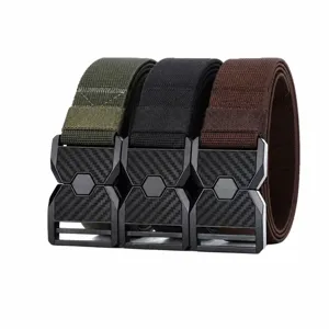 Men's Tactical Woven Belt Elastic Canvas Stretch Belt With Alloy Quick Release Buckle Casual Outdoor Sports Waist Belt