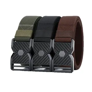 Men's elastic woven tactical belt with quick release buckle casual outdoor stretch belt.