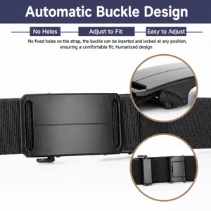 Men's elastic automatic canvas belt outdoor casual breathable trousers belt black