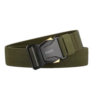 Cintura tattica elastica da uomo con fibbia metallica e fettuccia militare verde robusta