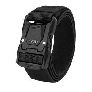 Ceinture tactique homme en nylon élastique tressé avec boucle à dégagement rapide pour sport