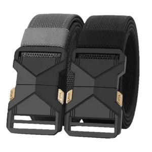 Men tactical nylon belt with quick release buckle stretch heavy duty outdoor belt.