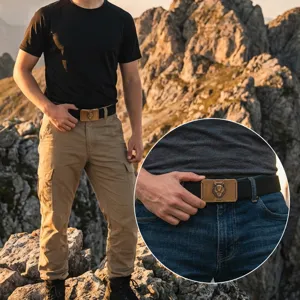 Ceinture Tactique Homme avec Boucle en Métal Sport Extérieur Ceinture Tressée Extensible