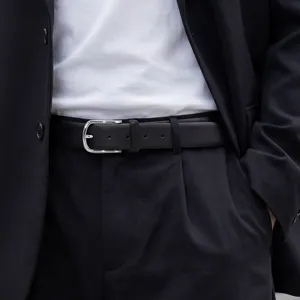Men leather belt pin buckle casual vintage trousers belt high quality black main view